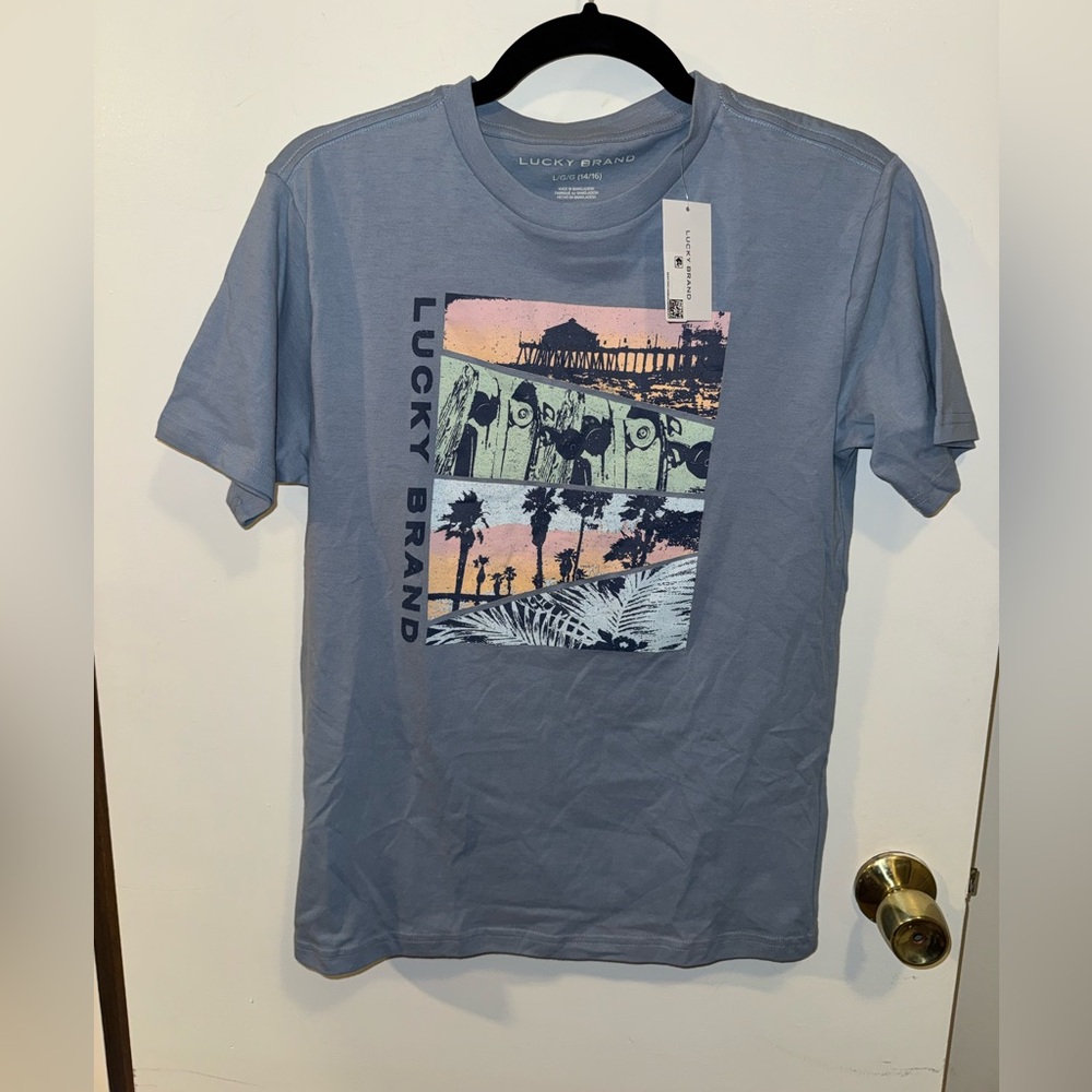 NWT Youth Lucky Brand Tropical Short Sleeve Shirt Size Large 14/16